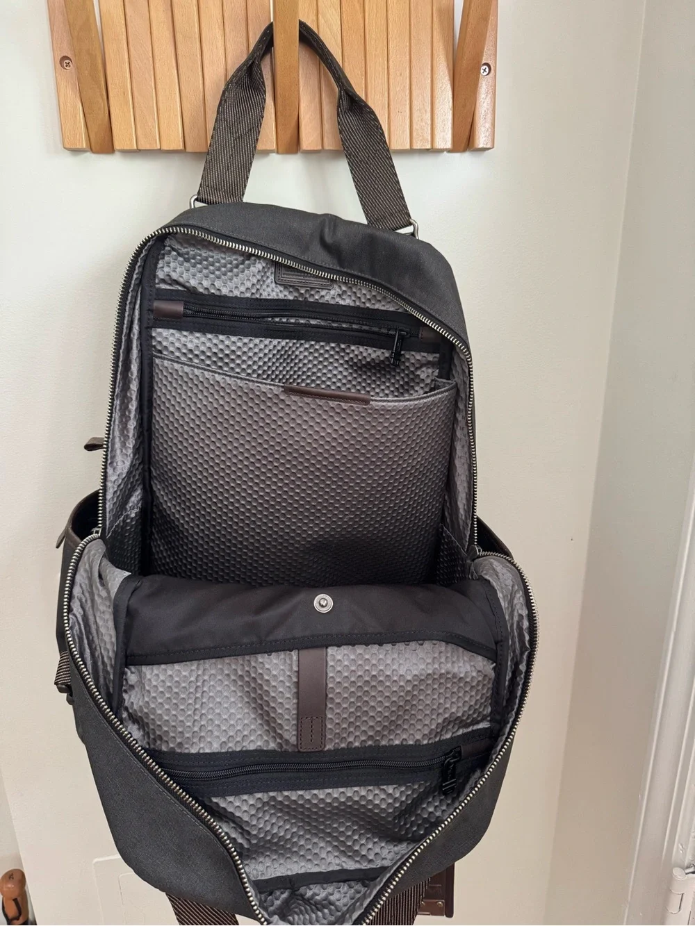 Tumi Black and Brown Men's Urban Backpack with Front Pocket